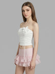 Blossom Lace Crop Top & Ruffle Mini Skirt Set