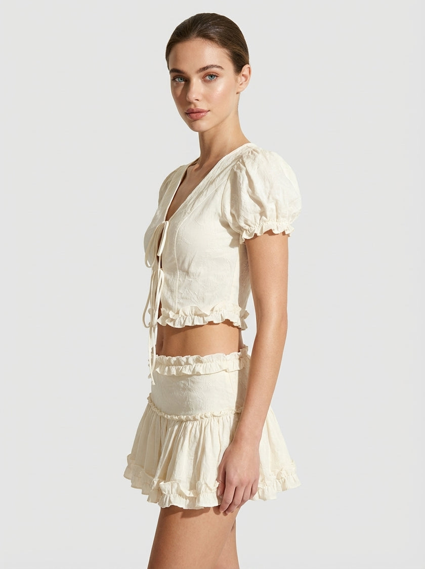 Cream Puff Ruffle Two-Piece Set