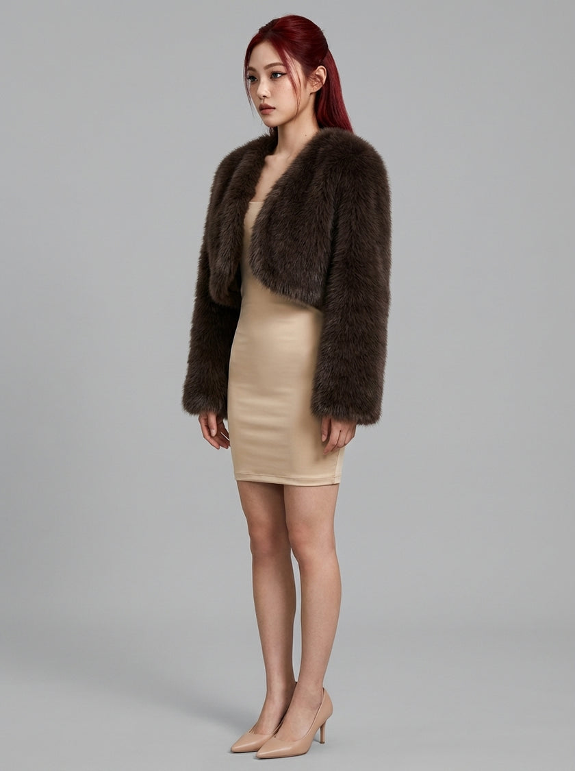 Frosty Nights Faux Fur Cropped Jacket