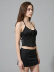 Satin Halter Corset Mini Skirt Set