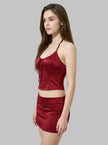 Satin Halter Corset Mini Skirt Set