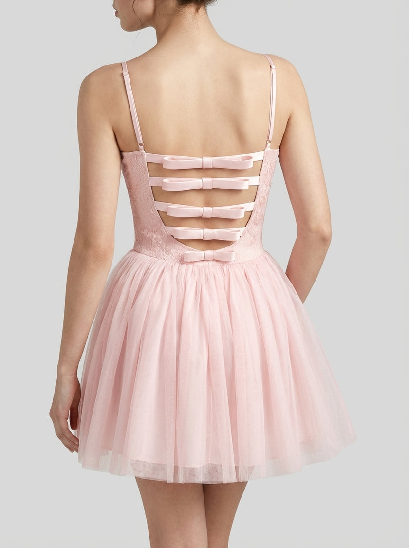 Lace Corset Tulle Mini Dress – Noir Edition