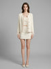 Ivory Feather-Trim Tweed Jacket