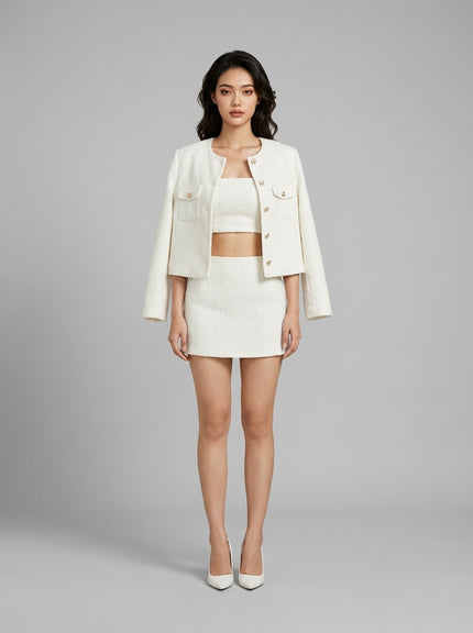 Belle Avenue Tweed Jacket – Ivory