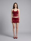 Satin Halter Corset Mini Skirt Set