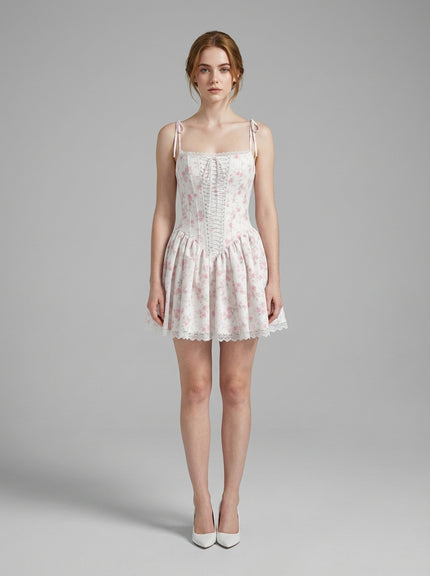 Floral Lace-Up Corset Dress