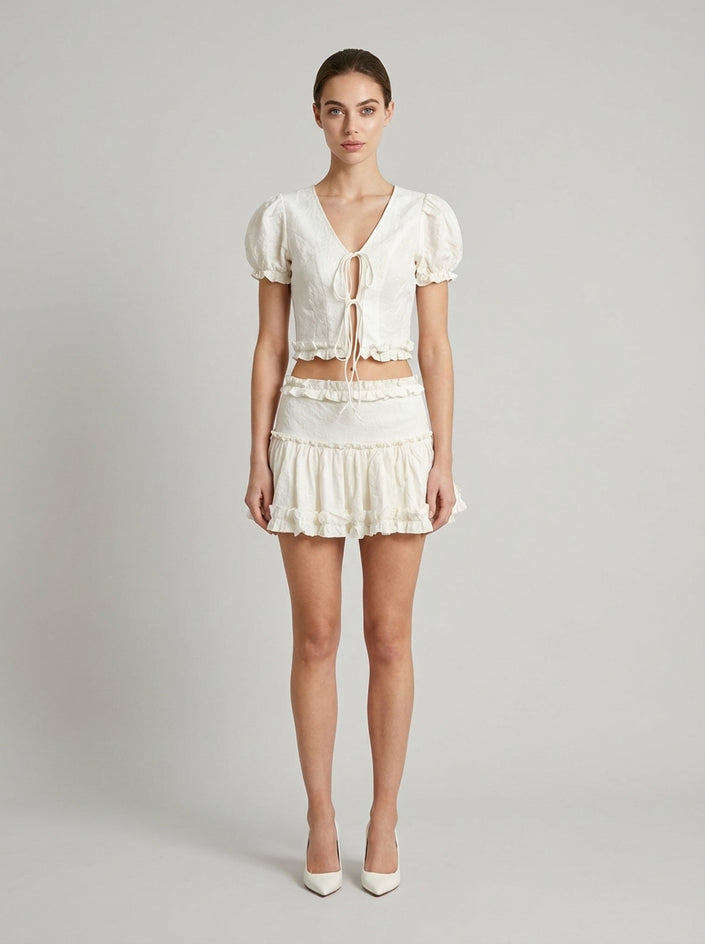 Cream Puff Ruffle Two-Piece Set