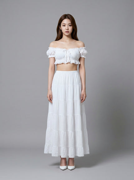 Santorini Breeze Off-Shoulder Maxi Set