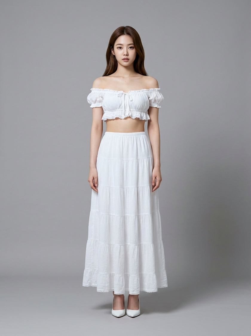 Santorini Breeze Off-Shoulder Maxi Set