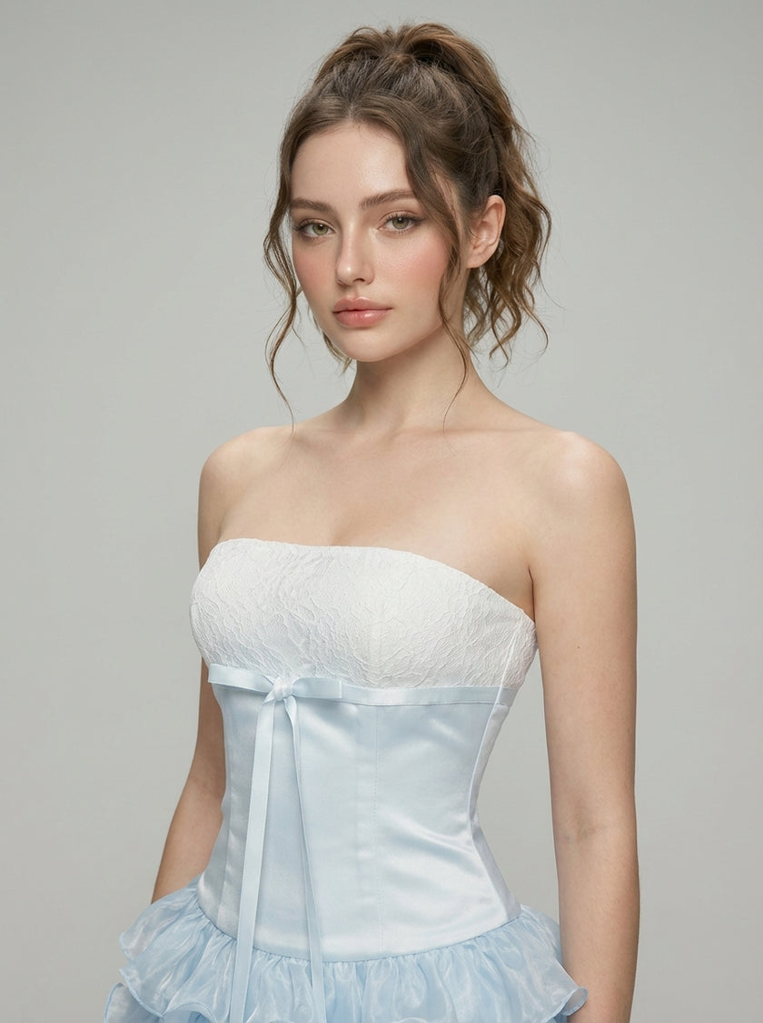 Cloud Ruffle Bustier Mini Dress