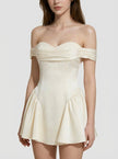Silk Off-Shoulder Sculpted Mini Dress