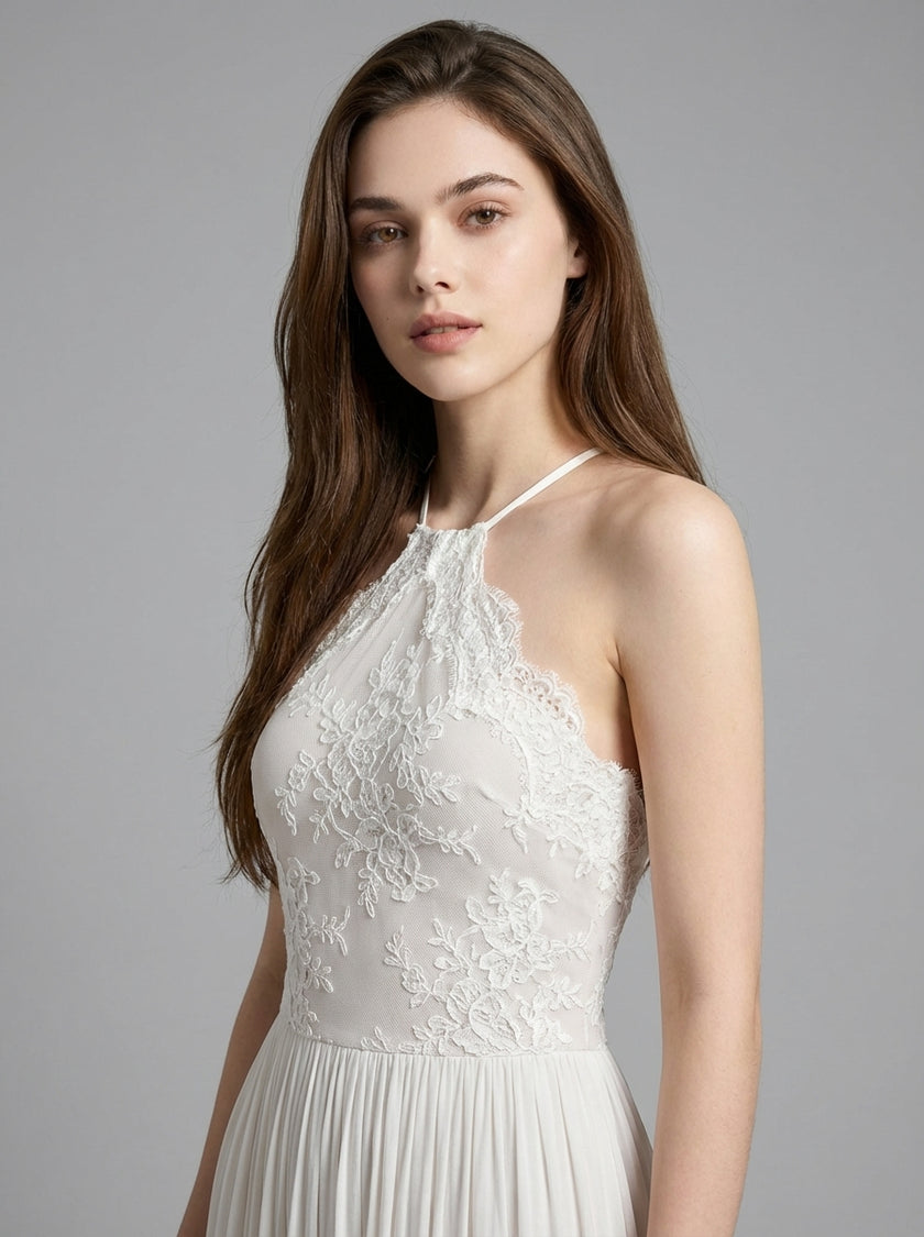 Aurelia Lace Halter Bridal Gown