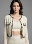 Camellia Contrast Trim Tweed Jacket