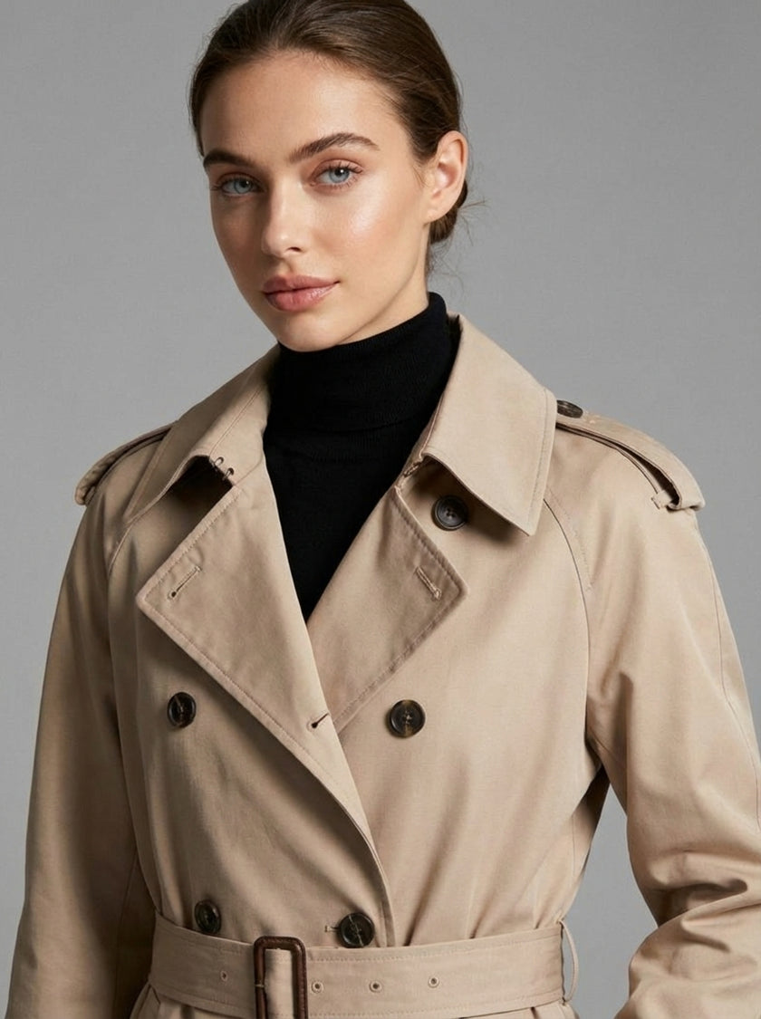 Cityline Belted Trench Coat – Beige