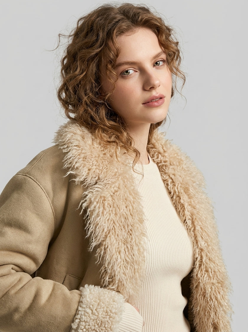 Teddy Dream Fur-Collar Jacket – Oat Latte