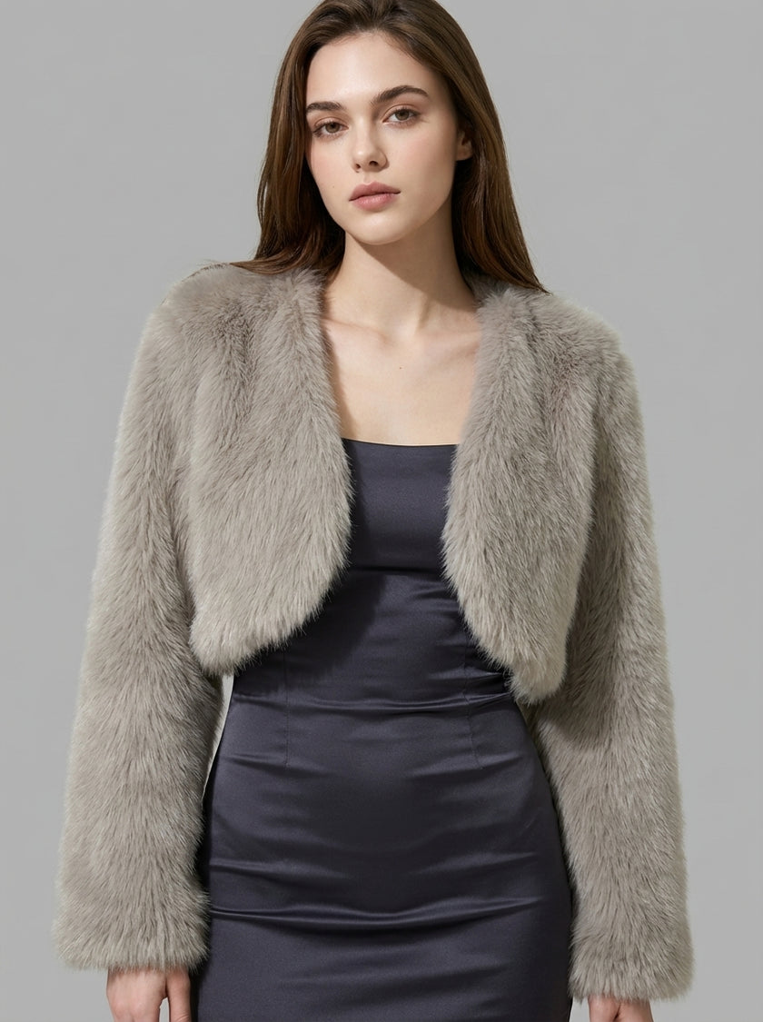 Frosty Nights Faux Fur Cropped Jacket