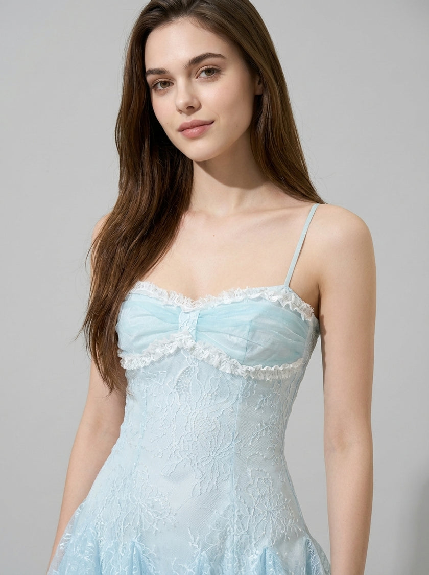 Frosted Lace Flare Mini Dress