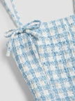 Blue Gingham Tweed Playsuit