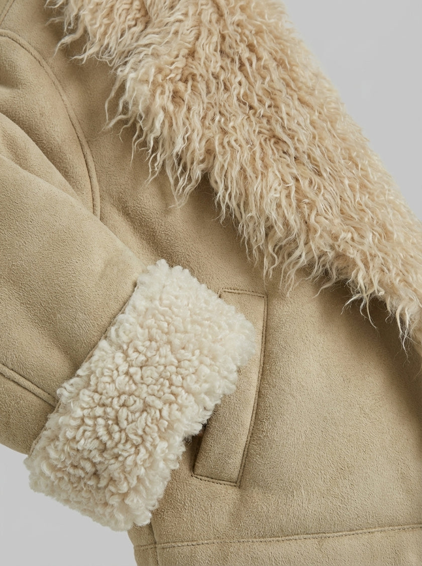 Teddy Dream Fur-Collar Jacket – Oat Latte