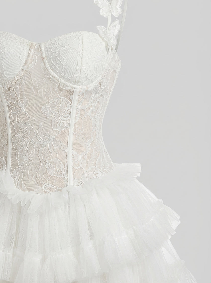 Ethereal Lace Corset Tulle Mini Dress