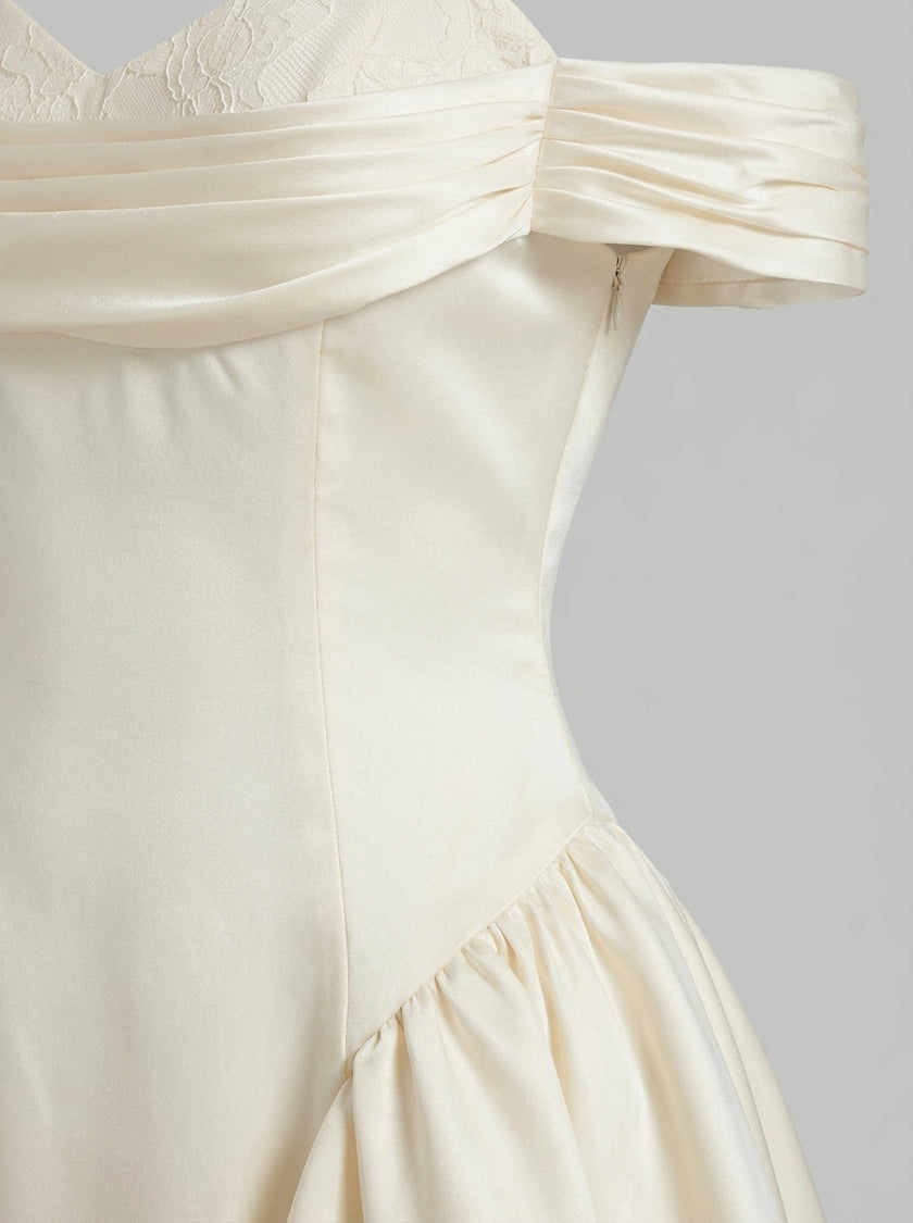 Silk Off-Shoulder Sculpted Mini Dress