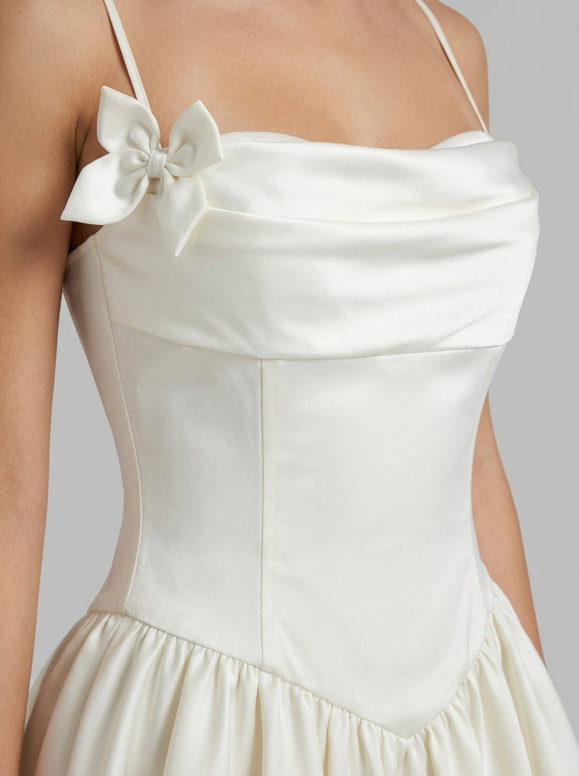 Satin Cowl Corset Mini Dress