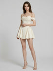 Silk Off-Shoulder Sculpted Mini Dress