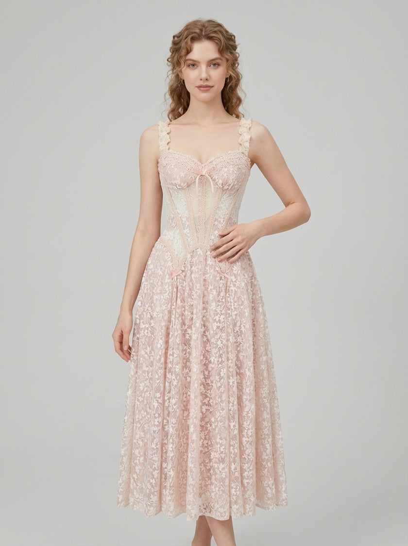 Seraphine Blush Lace Gown