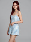 Blue Gingham Tweed Playsuit