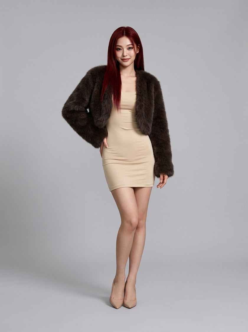 Frosty Nights Faux Fur Cropped Jacket