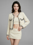 Camellia Contrast Trim Tweed Jacket