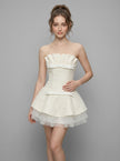 Pearl Petal Pleated Mini Dress