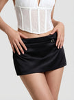 Satin Buckle Micro Mini Skirt