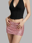 Pink Sequin Micro Mini Skirt