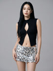 Silver Paillette Micro Mini Skirt