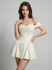 Silk Off-Shoulder Sculpted Mini Dress
