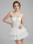 Ethereal Lace Corset Tulle Mini Dress