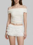 White Tiered Lace Ruffle Skort