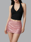 Pink Sequin Micro Mini Skirt
