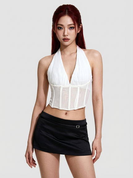 Satin Buckle Micro Mini Skirt