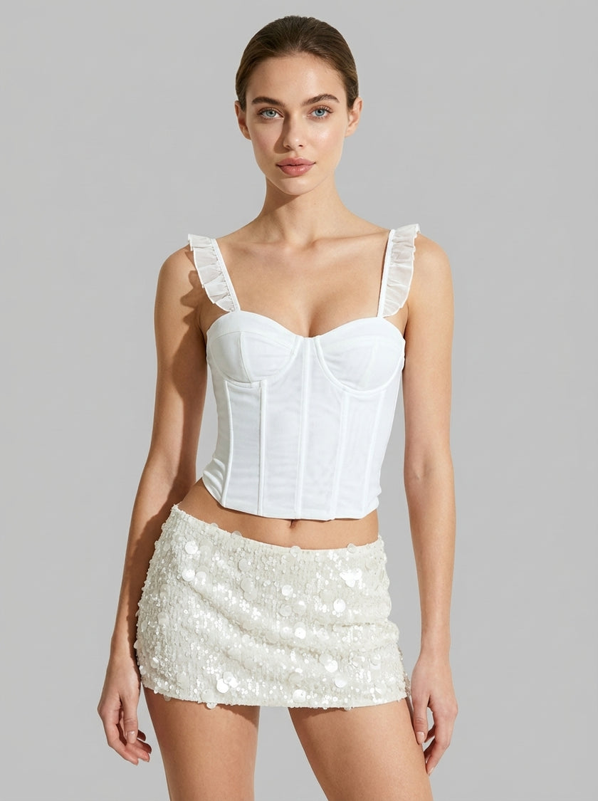 Ivory Paillette Micro Mini Skirt