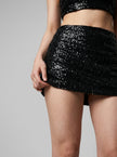 Black Sequin Micro Mini Skirt