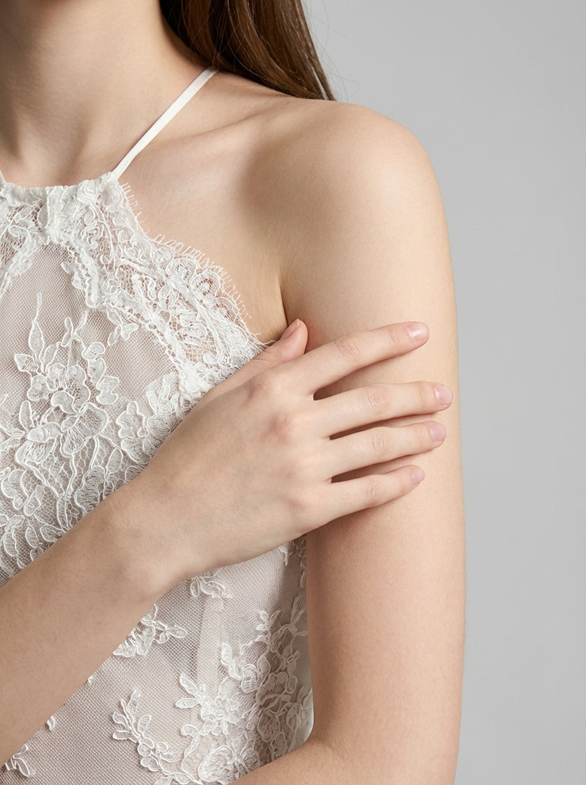 Aurelia Lace Halter Bridal Gown