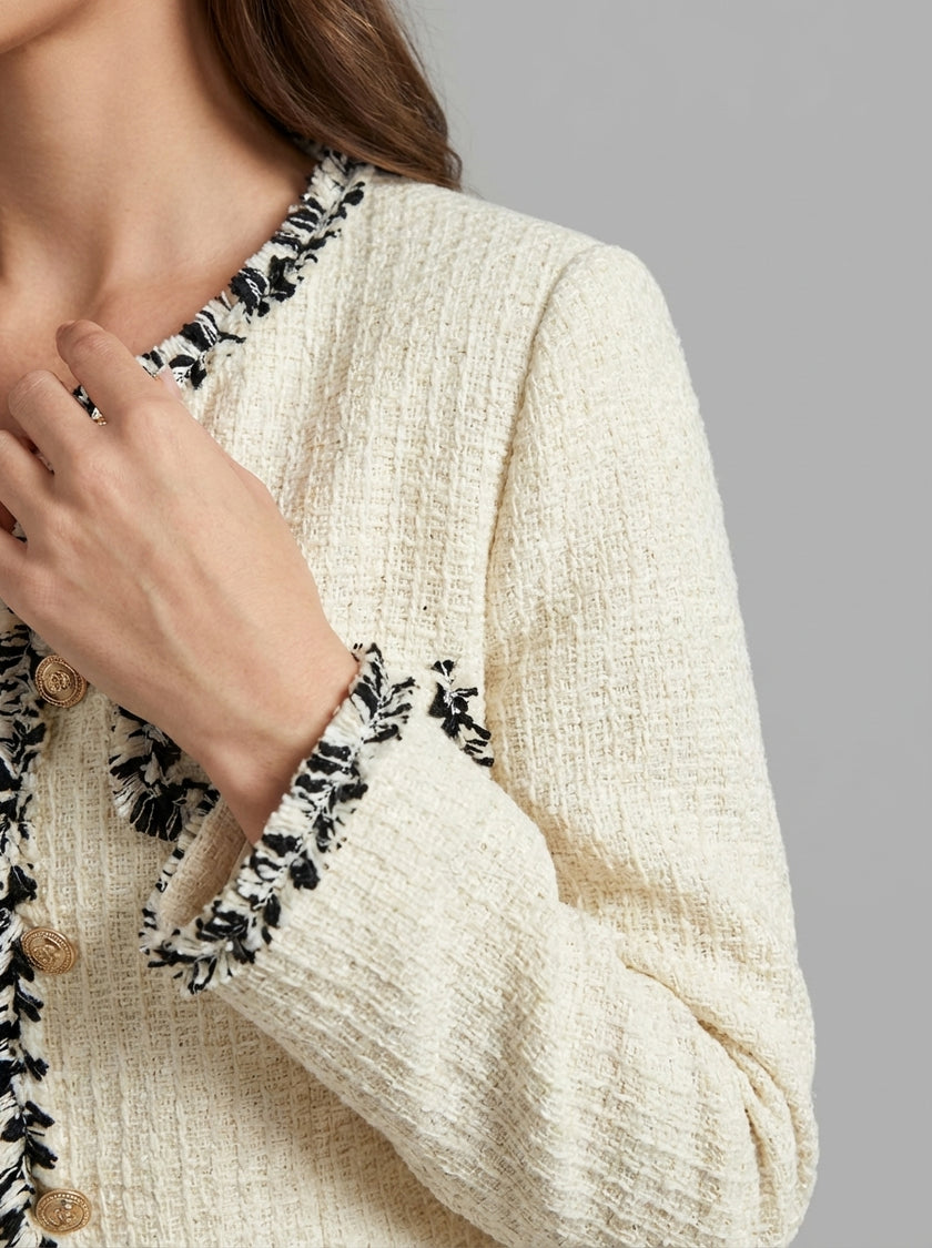 Camellia Contrast Trim Tweed Jacket