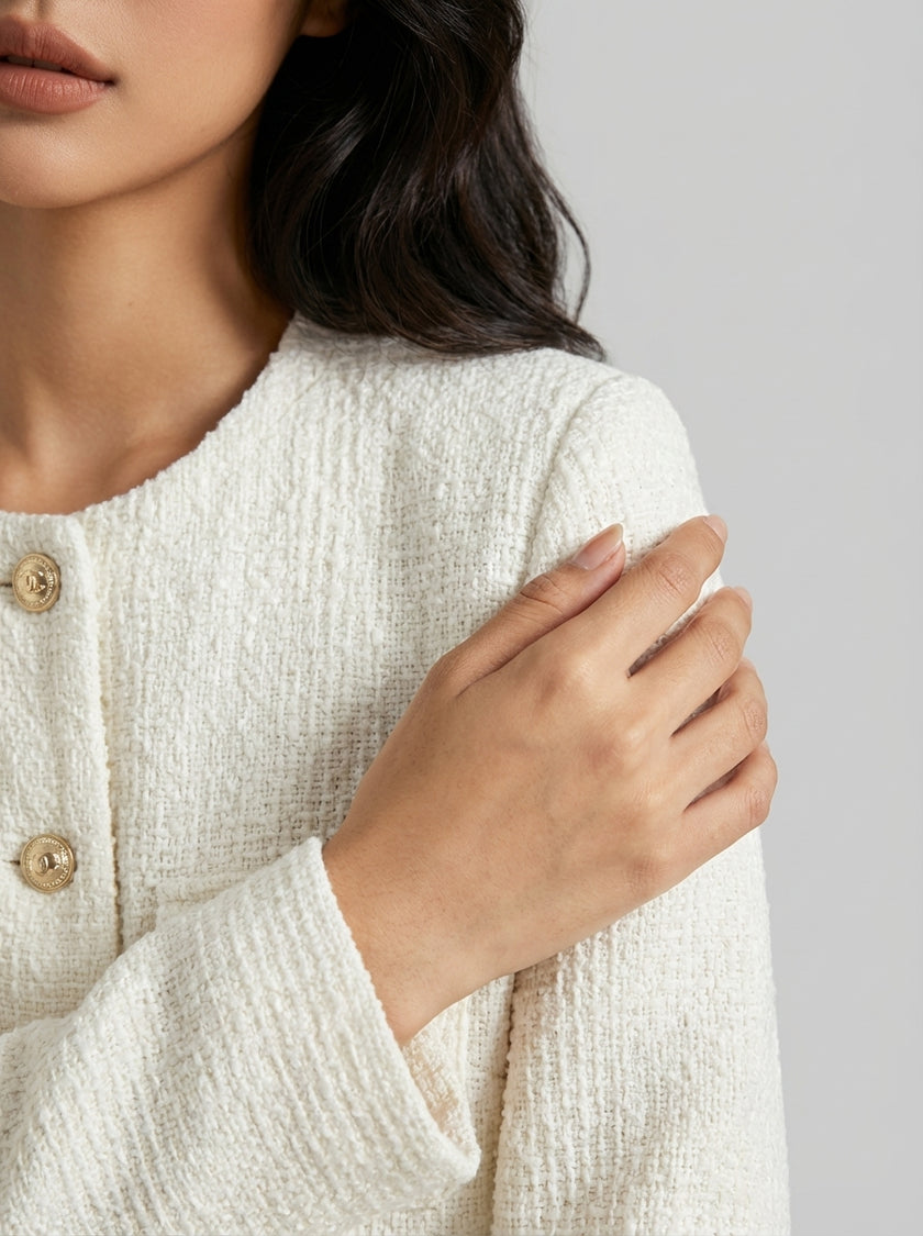 Belle Avenue Tweed Jacket – Ivory