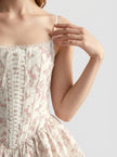 Floral Lace-Up Corset Dress
