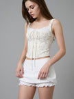 White Eyelet Lace Mini Skort