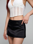Satin Buckle Micro Mini Skirt