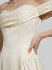 Silk Off-Shoulder Sculpted Mini Dress