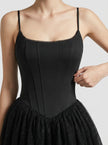 Lace Corset Tulle Mini Dress – Noir Edition